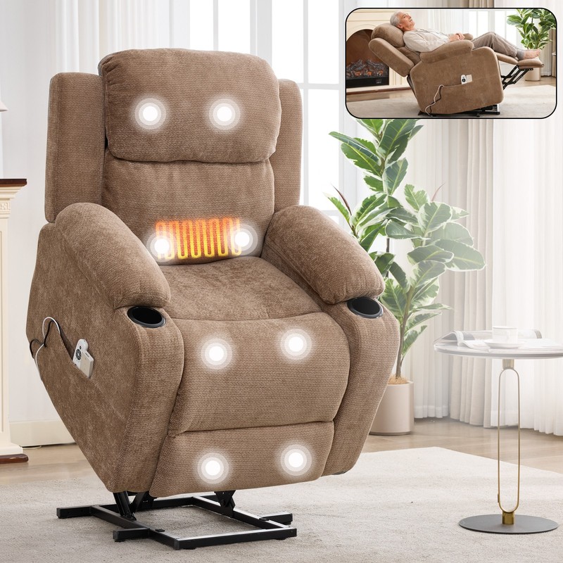 350 lbs Power Lift Recliner Chair w/ 8-Point Vibration Massage & Heat Heavy Duty