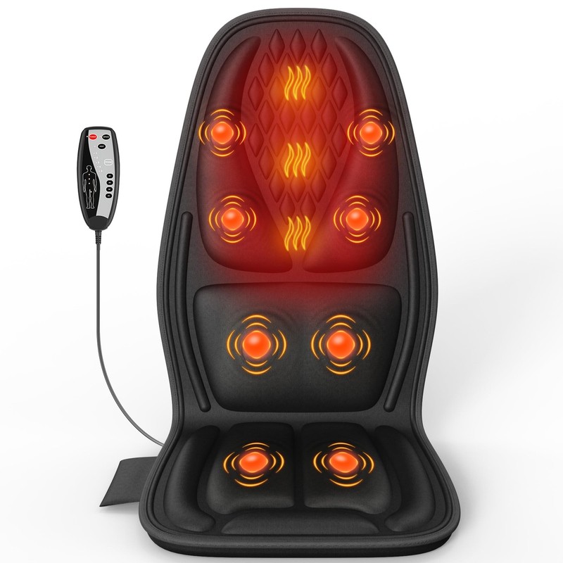 comrelax Back Massager for Chair,Massage Chair Pad Helps Relax Pure Black