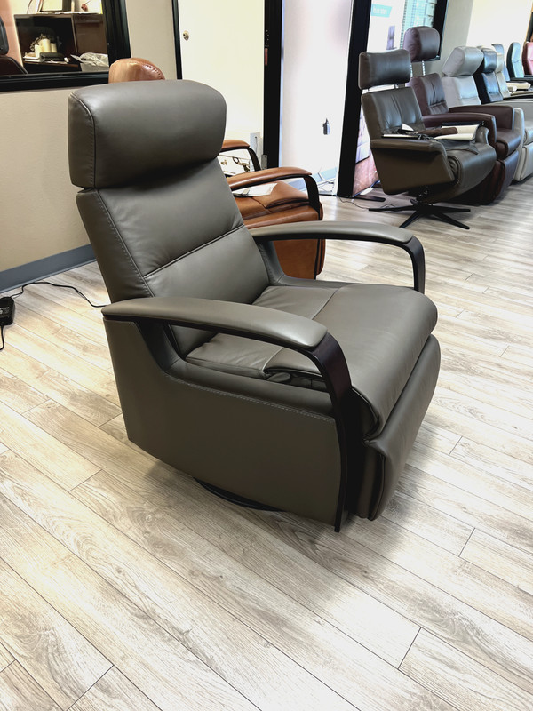 IMG Peak RG365 Manual Relaxer Large Swing Recliner Rocker Chair in Smoke Leather gallery