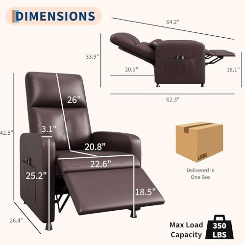 Electric Power Recliner Chair, Tall Back PU Leather Sofa, Ergonomic Padded gallery