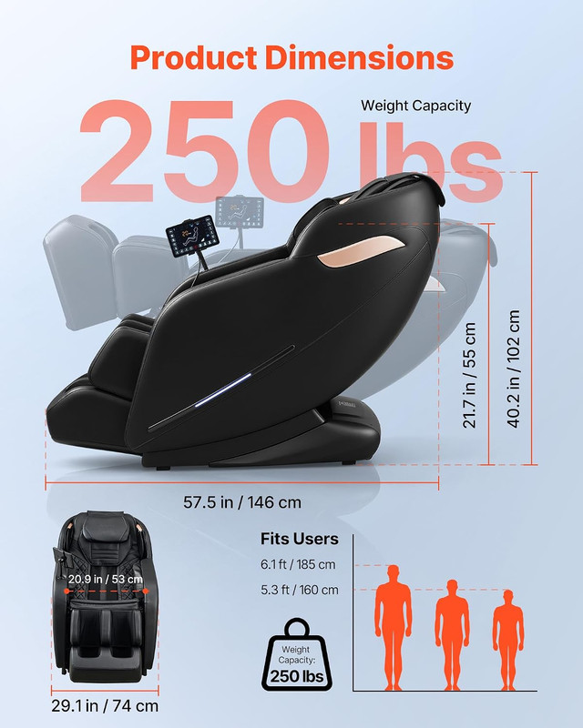 3D Zero-Gravity Full Body Massage Chair with Heat & Bluetooth for Home/Office gallery