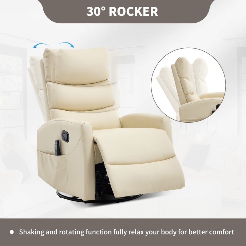 Heat Massage Recliner Chair – Manual Rocker & Swivel, Fabric Living Room gallery