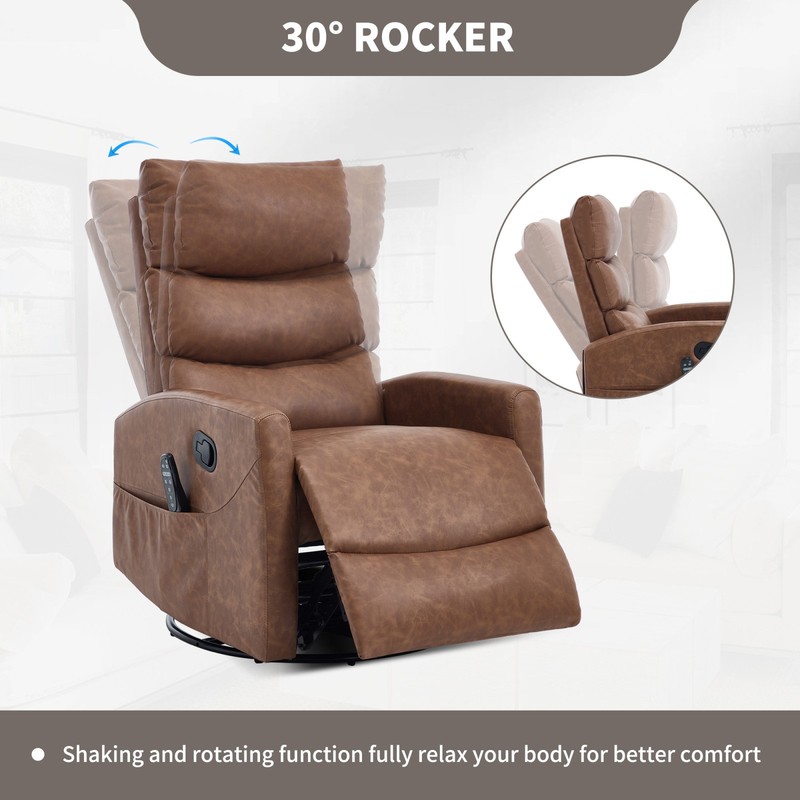 Manual Recliner Chair with Massage, Heat, Rocker & Swivel, Yellow gallery