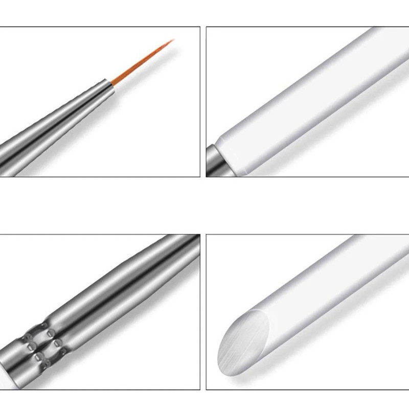 3Pcs/opp Nail Art Brushes, Aluminum for Home Travel (White) gallery