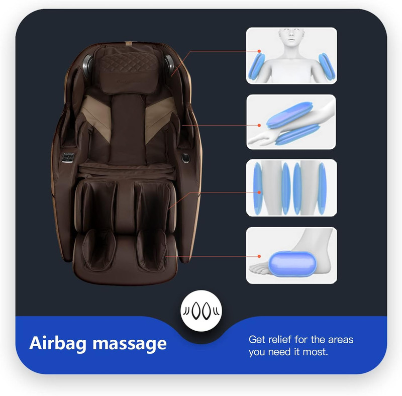SL Track Full Body Massage Chair with Bluetooth, Foot Roller & USB Charger, Brow gallery