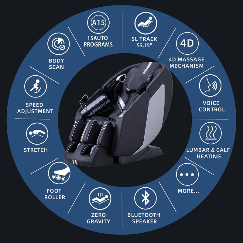 MT398 4D Full Body Massage Chair, Zero Gravity, Voice Control, 15 Modes, Heat gallery