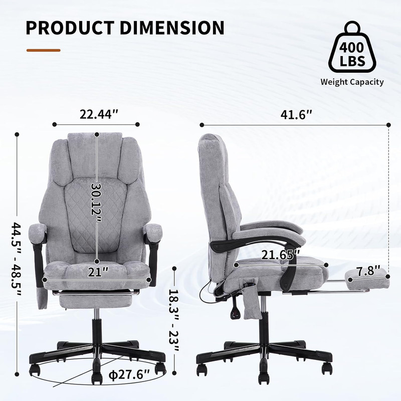Massage Office Chair with Foot Rest,High Back & Heat 6 Vibration Points, Executi gallery