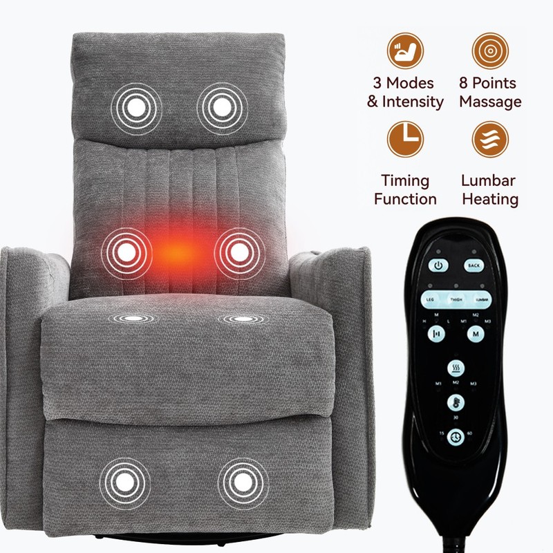Heat Massage Manual Recliner Chair with Rocker and Swivel in Fabric for Room gallery