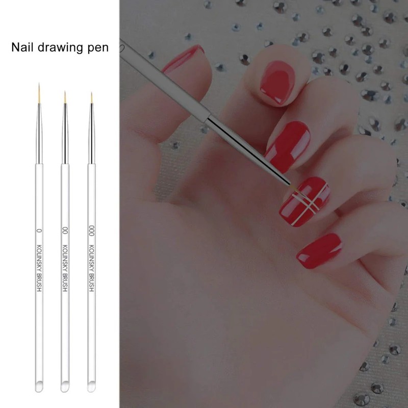 3Pcs/opp Nail Art Brushes, Aluminum for Home Travel (White) gallery