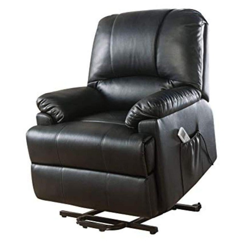 34 Black Faux Leather Power Massage Lift Assist Recliner