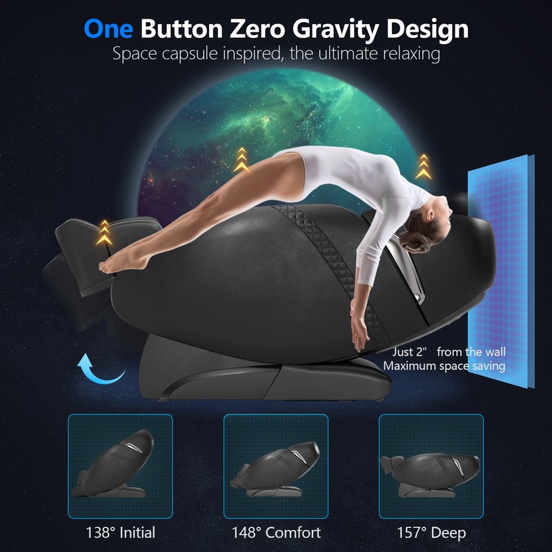 Costway Full Body Zero Gravity SL Track Massage Chair w/ Negative Ion Generator gallery