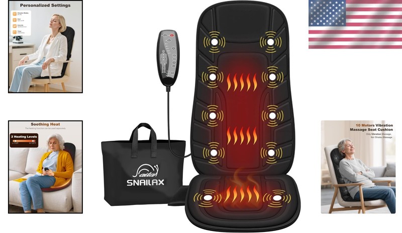 Portable Massage Seat Cushion with Heat - 10 Vibration Motors for Pain Relief gallery