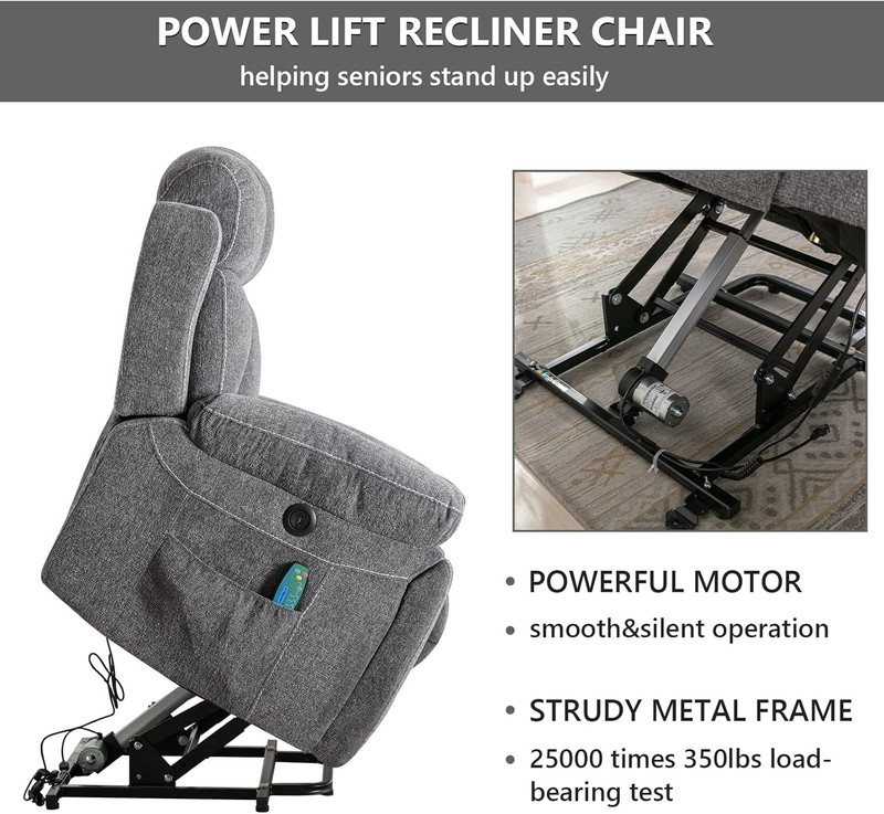 CANMOV Large Power Lift Recliner Chairs with Massage and Heat for Elderly Big Pe gallery