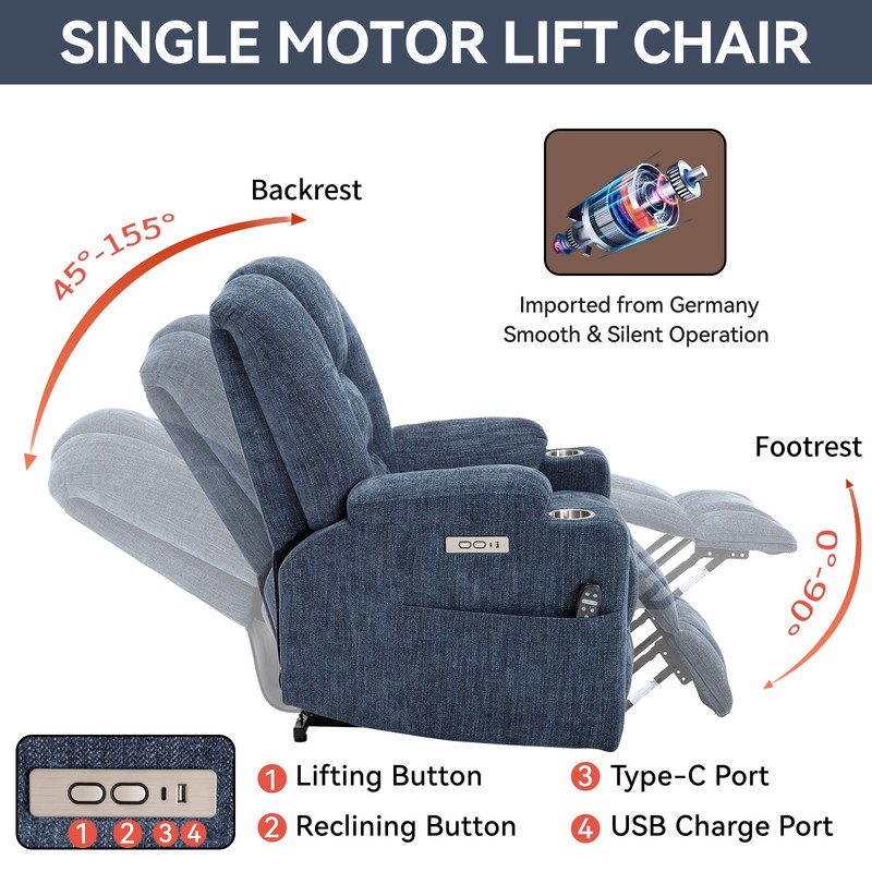 Massage Heat Power Lift Recliner for Elderly Wide Heavy Duty w/ USB Type-C Ports gallery