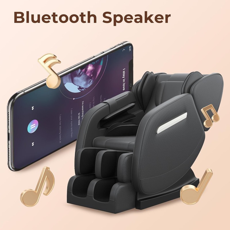 Massage Chair 8 Fixed Shiatsu Massage Roller Zer0 Gravity Mode Heater Bluetooth