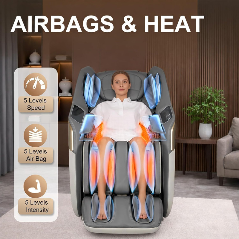 4D Full Body Massage Chair, Zero Gravity, 20 Modes, Bluetooth, Gray gallery
