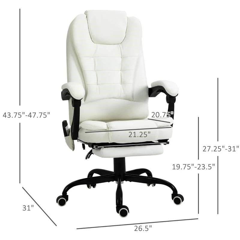 White 7 Mode Vibrating High Back Executive Massage Adjustable Office Chair gallery