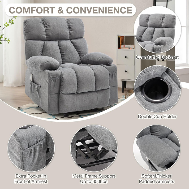 Massage Rocker Recliner Chair with Heat and Vibration Ergonomic Rocking Lounge C gallery