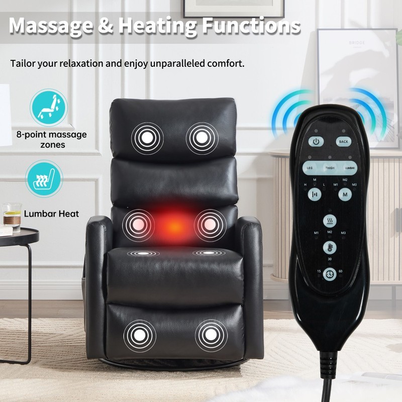 Recliner with swivel function Heated Adjustable backrest Features metal base gallery