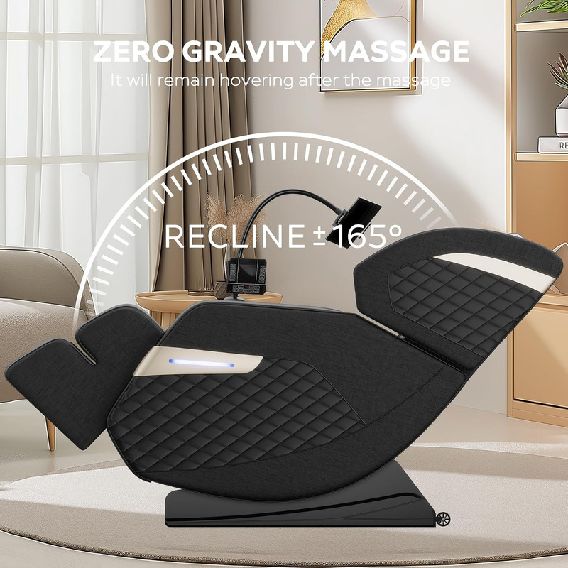 Zero Gravity Massage Chair with Heat, Foot Roller & Bluetooth Speakers - Black gallery
