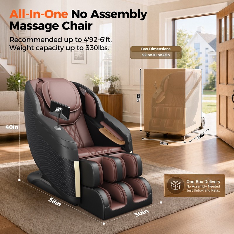 Full Body 4D Zero Gravity Massage Chair Recliner SL Track with Heat, Airbags gallery
