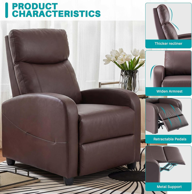 Massage Recliner Chair for Adults, Adjustable Home Theater Seating with Lumbar S gallery