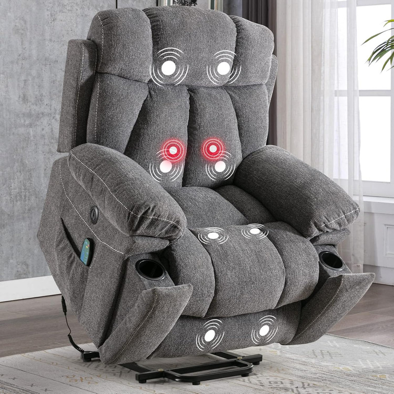 CANMOV Large Power Lift Recliner Chairs with Massage and Heat for Elderly Big Pe