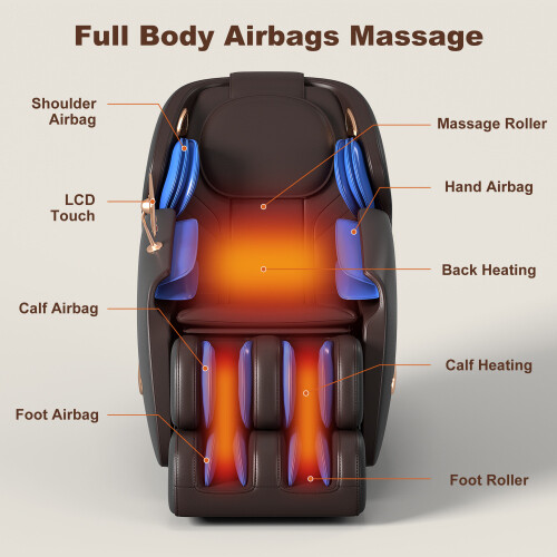 Black Full Body 3D Zero Gravity Massage Chair Recliner LCD Touch Screen Bluetoot gallery