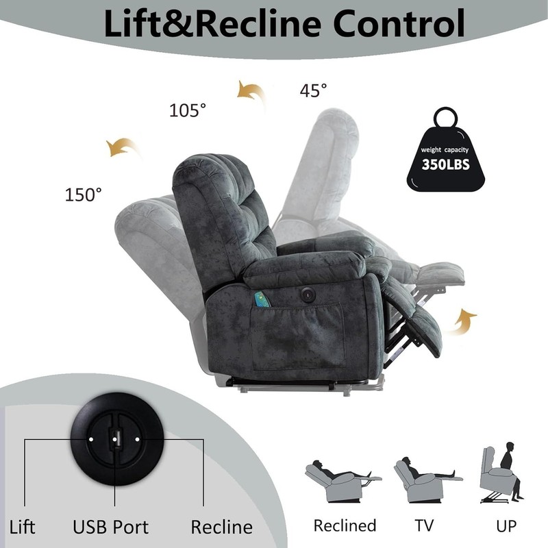 CANMOV Large Power Lift Recliner with Massage and Heat for Elderly, Heavy Duty gallery