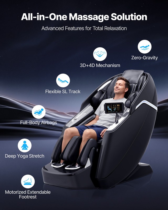 VEVOR Massage Chair Full Body 3D/4D Massage Recliner w/ SL-Track & Yoga Stretch gallery