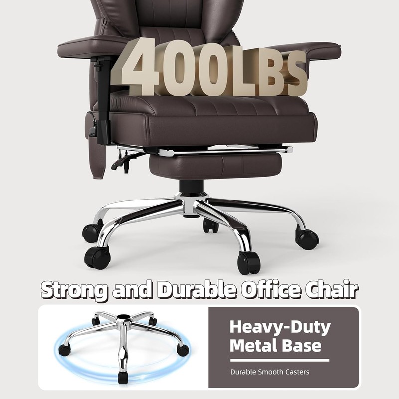 Heated Office Chair with Foot Rest - 6 Points Vibration Big and Tall 400LBS Recl gallery