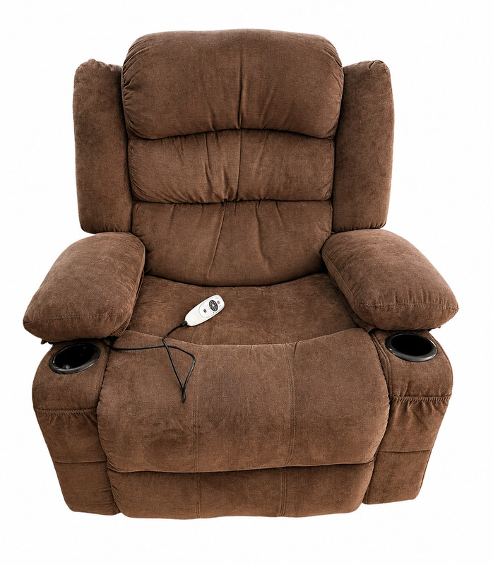 Brown Heat & Vibration Massage Recliner Chair with Remote and Dual Cup Holders