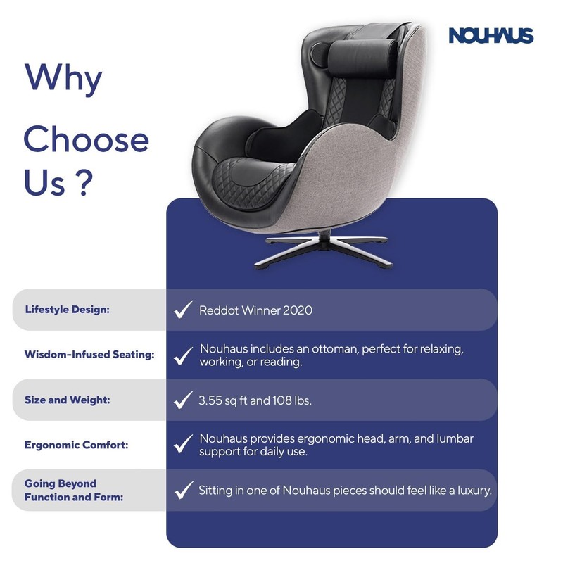 Nouhaus Heated Classic Massage Chair Full Body Shiatsu Recliner with Ottoman gallery