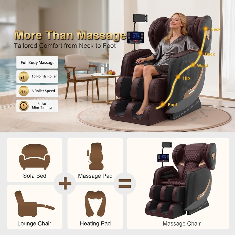 2026 Zero Gravity Massage Chair Full Body Recliner 10-Motor Shiatsu Heat gallery