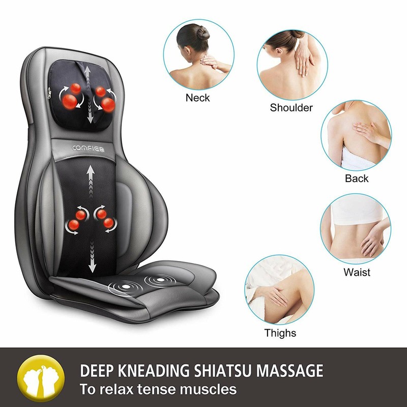 Back Neck Shoulder Waist Hips Massage Seat Chair Cushion w/ 3D Heat & Vibration gallery