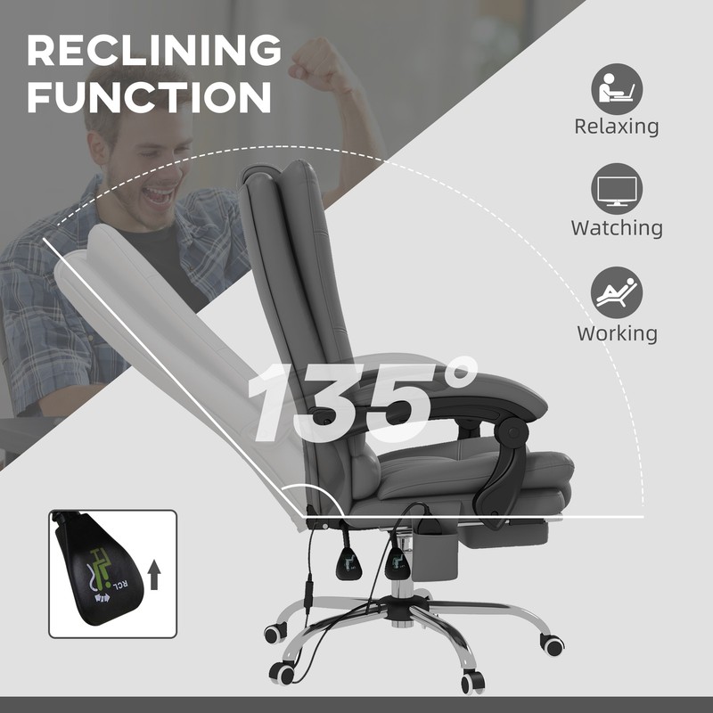 High Back Massage Office Chair with Heating Footrest and Adjustable Height 265LB gallery
