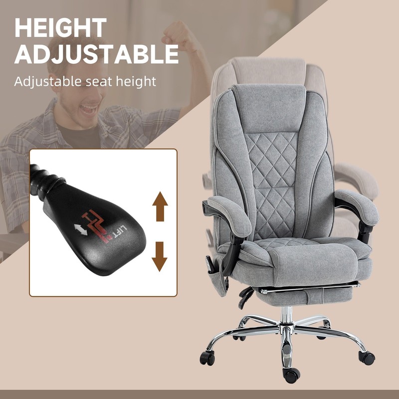 Heated Massage Reclining Office Chair with Adjustable Height and Footrest gallery