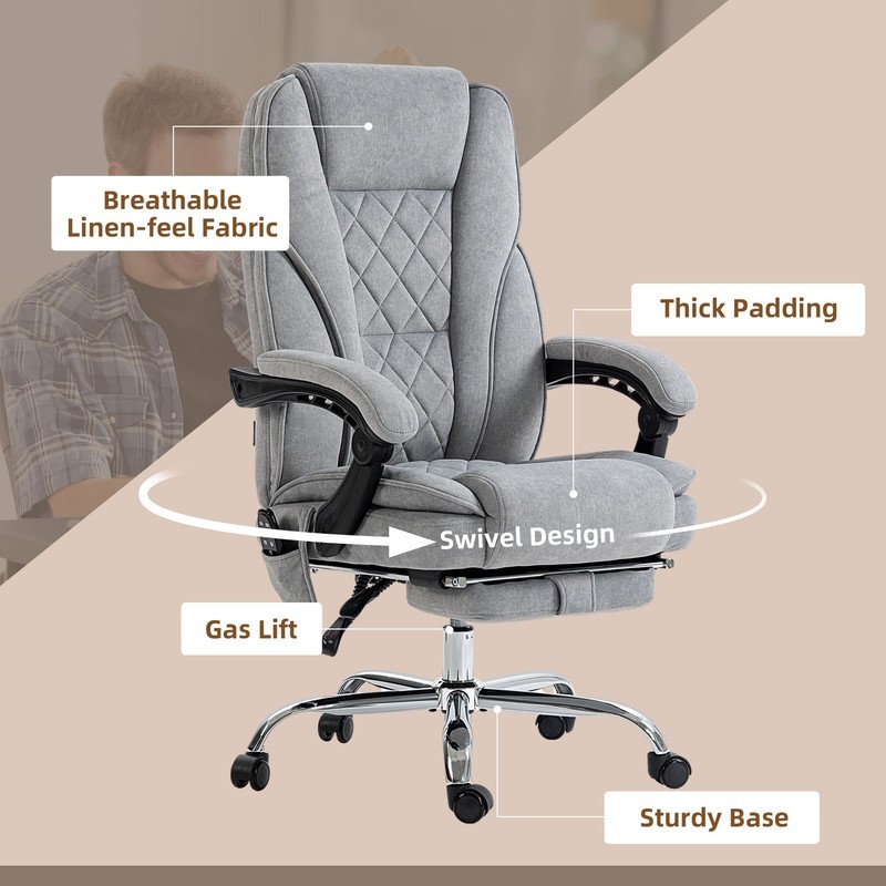 Heated Massage Reclining Office Chair with Adjustable Height and Footrest gallery