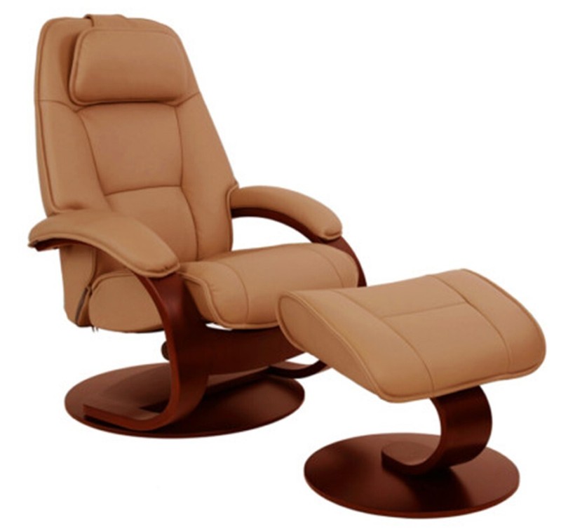 Fjords Admiral Small Recliner Chair and Ottoman AL 554 Whiskey Leather Lounger
