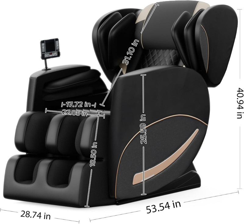 Zero Gravity Massage Chair with Heat, Bluetooth, and 10 Rollers - Black gallery