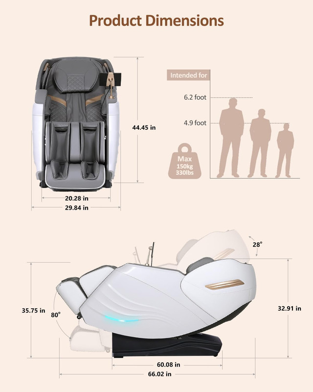 Massage Chair Full Body, 20 Modes Zero Gravity Sl-Track Shiatsu Massage Chair Bu gallery