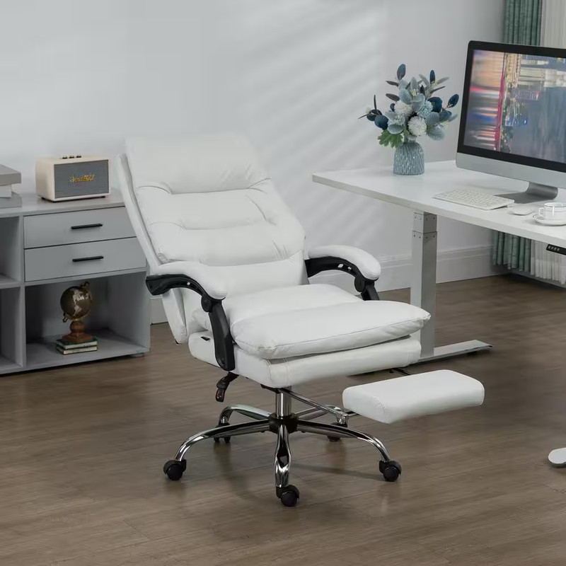 Microfibre Durable Massage Chair 6 Vibration Massage Points Cream White NEW