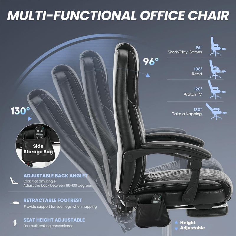 Massage Office Chair with 3-Level Heat and Footrest – 20-Min Easy Assembly, 300 gallery