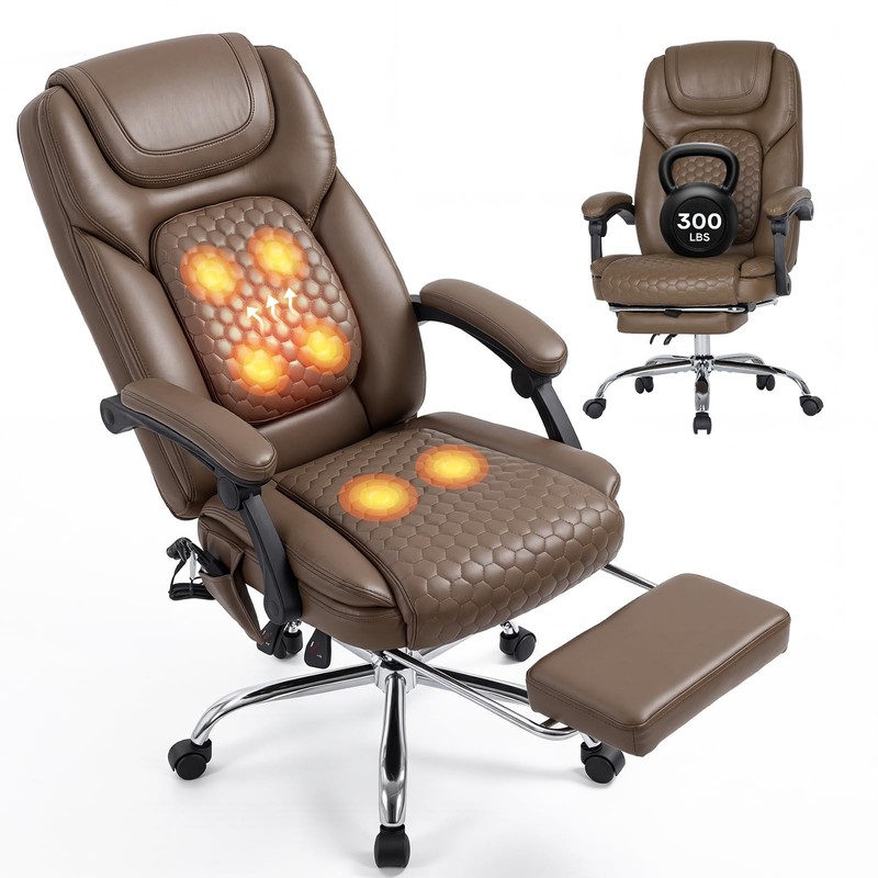 Massage Office Chair with Heat & Footrest - 3-Level Heating, Easy Assembly, Big gallery