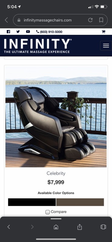 Infinity Celebrity Full Body 3D Massage Chair w/ Bluetooth & Body Scanning Tech