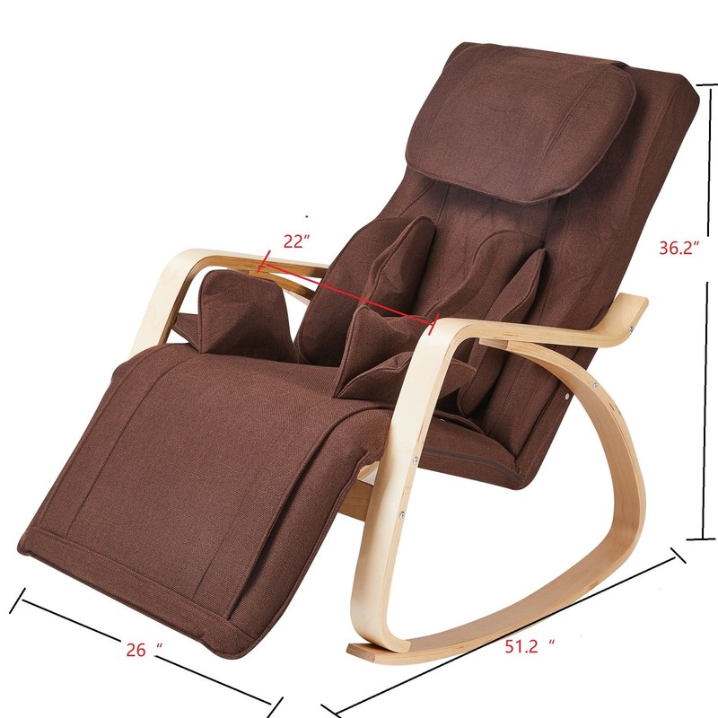 Massage Recliner Rocking Chair with Air Pressure & Heating, Cotton Fabric Brown gallery