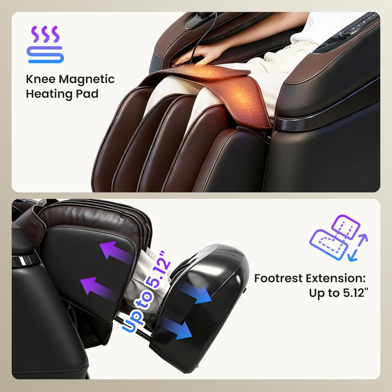 4D Shiatsu Massage Chair with Bluetooth, Zero Gravity & Knee Heating - G9 Black gallery