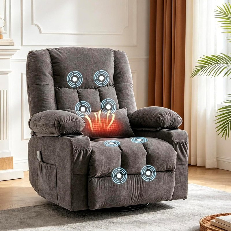 8-Points Massage Recliner Chair with Heated Rocking Function for Adults,Oversize