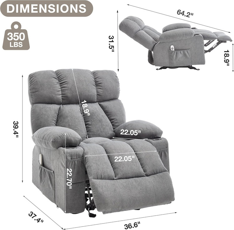 Massage Rocker Recliner Chair with Heat and Vibration Ergonomic Rocking Lounge C gallery