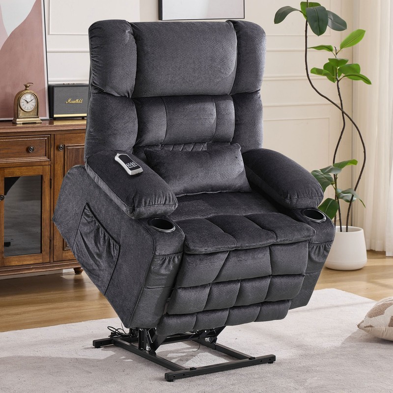 Large Power Lift Recliner for Elderly, Dual Motor Lay Flat w/ Heat Massage gallery